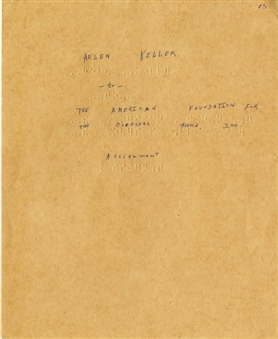 Four Pages of Braille Owned By Helen Keller